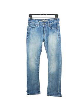 BKE Carter Straight Leg Jeans Size 29XL Distressed Whiskered Denim Stretch